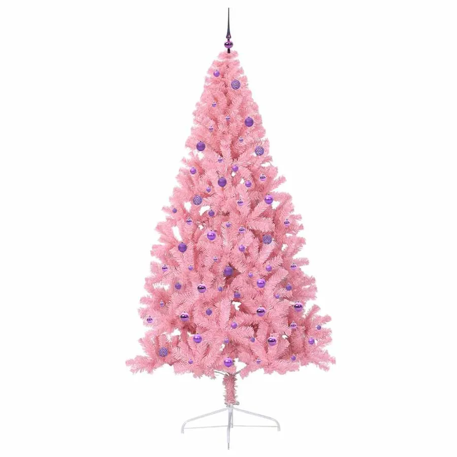 Sapin de Noël artificiel pré-éclairé Rose 240 cm PVC - 4