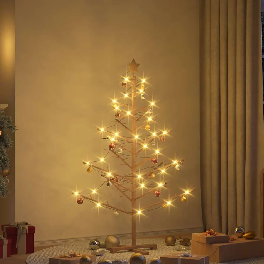 Arbre de Noël en bois Marron 150 cm Bois de pin massif