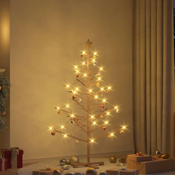 Arbre de Noël en bois Marron 150 cm Bois de pin massif