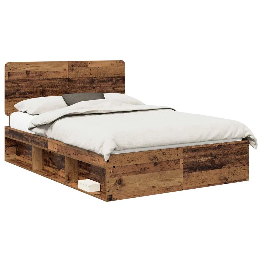 Cadre de lit Bois ancien 140 x 190 cm Bois de pin massif - 2