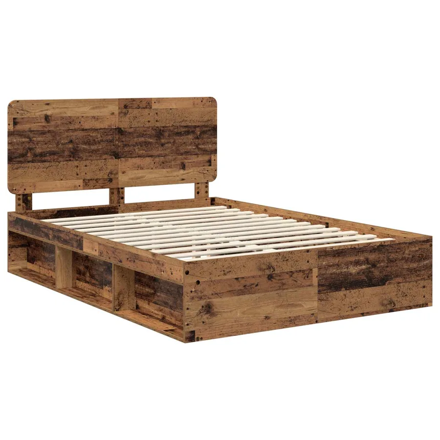 Cadre de lit Bois ancien 140 x 190 cm Bois de pin massif - 4