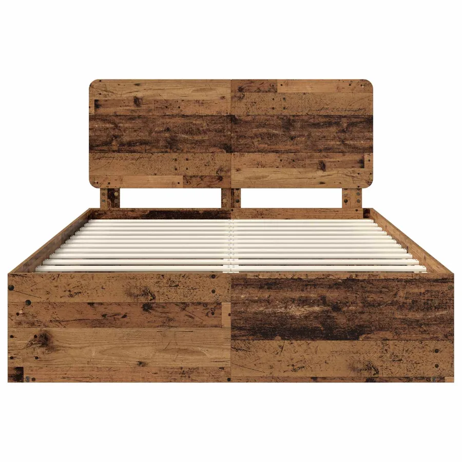 Cadre de lit Bois ancien 140 x 190 cm Bois de pin massif - 7