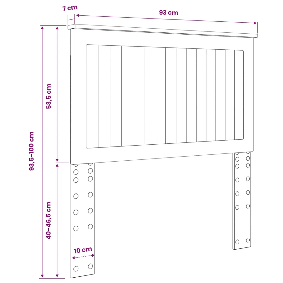 Tête de lit avec tête de lit Blanc 90 cm Bois d'ingénierie - 10