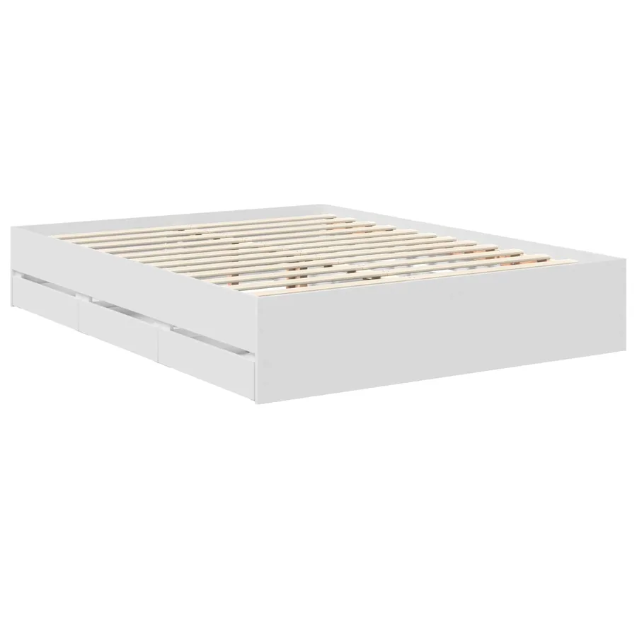Cadre de lit avec tiroir Blanc 150 x 200 cm Bois Ingénierie - 6