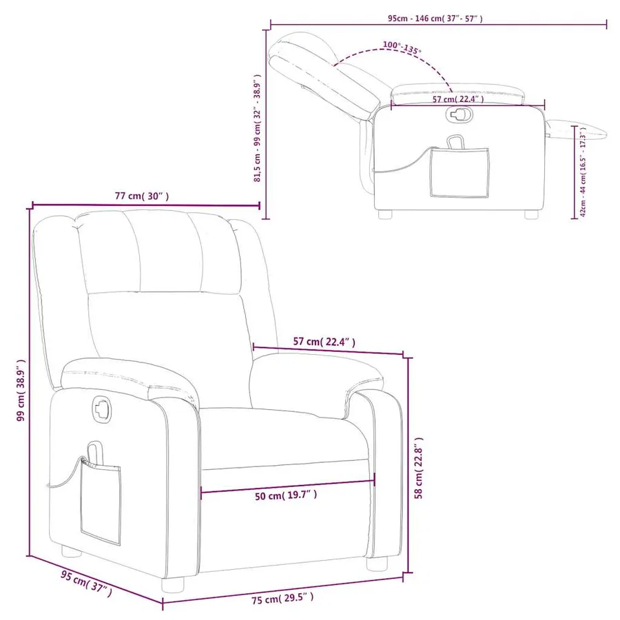 Fauteuil de massage inclinable Cappuccino Similicuir - 12