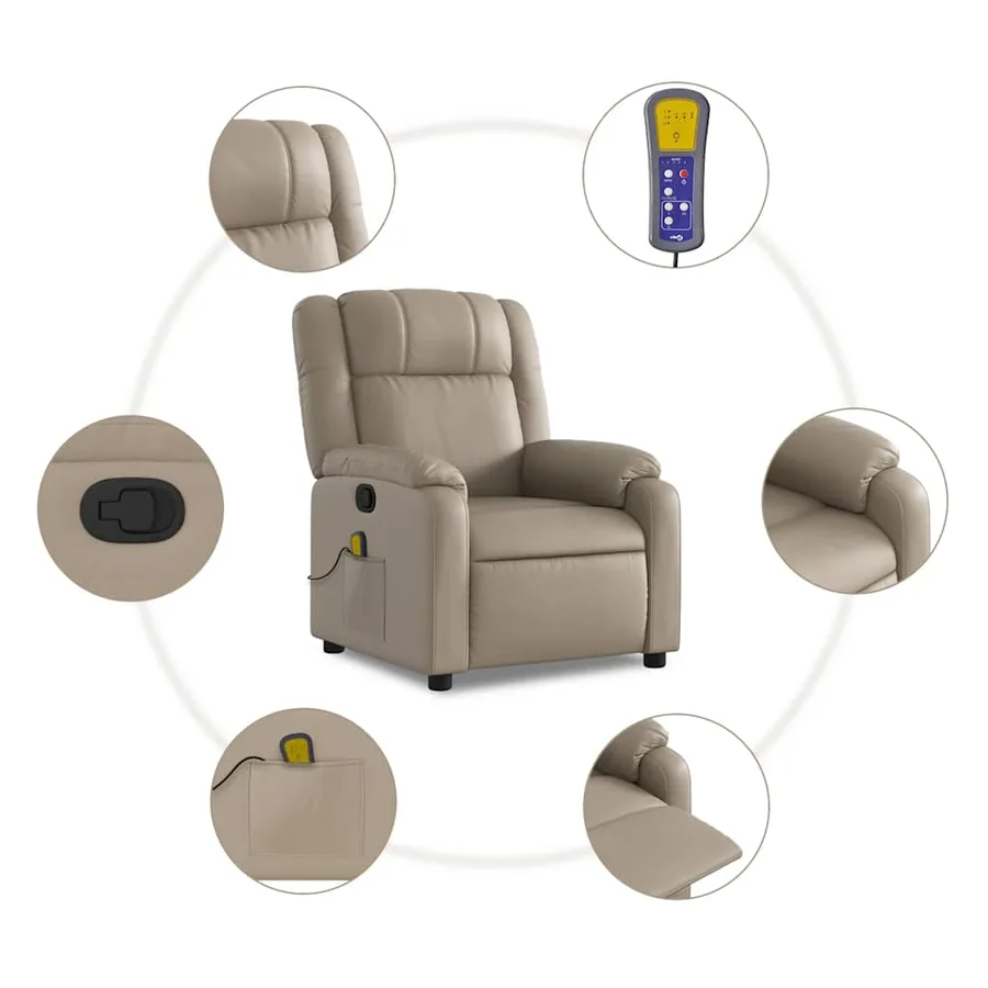Fauteuil de massage inclinable Cappuccino Similicuir - 6