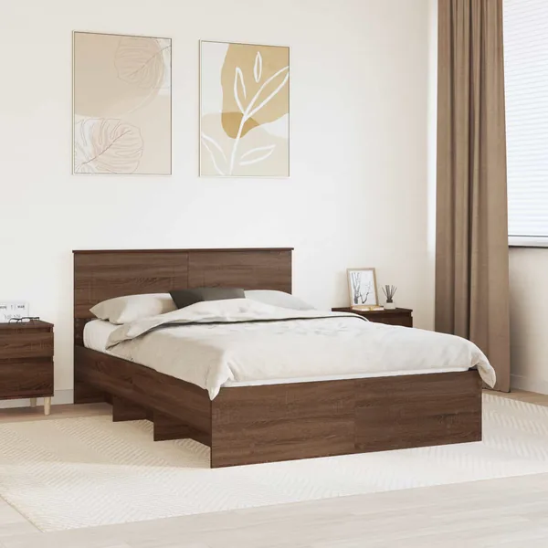 Cadre de lit Chêne brun 140 x 200 cm Bois d'ingénierie