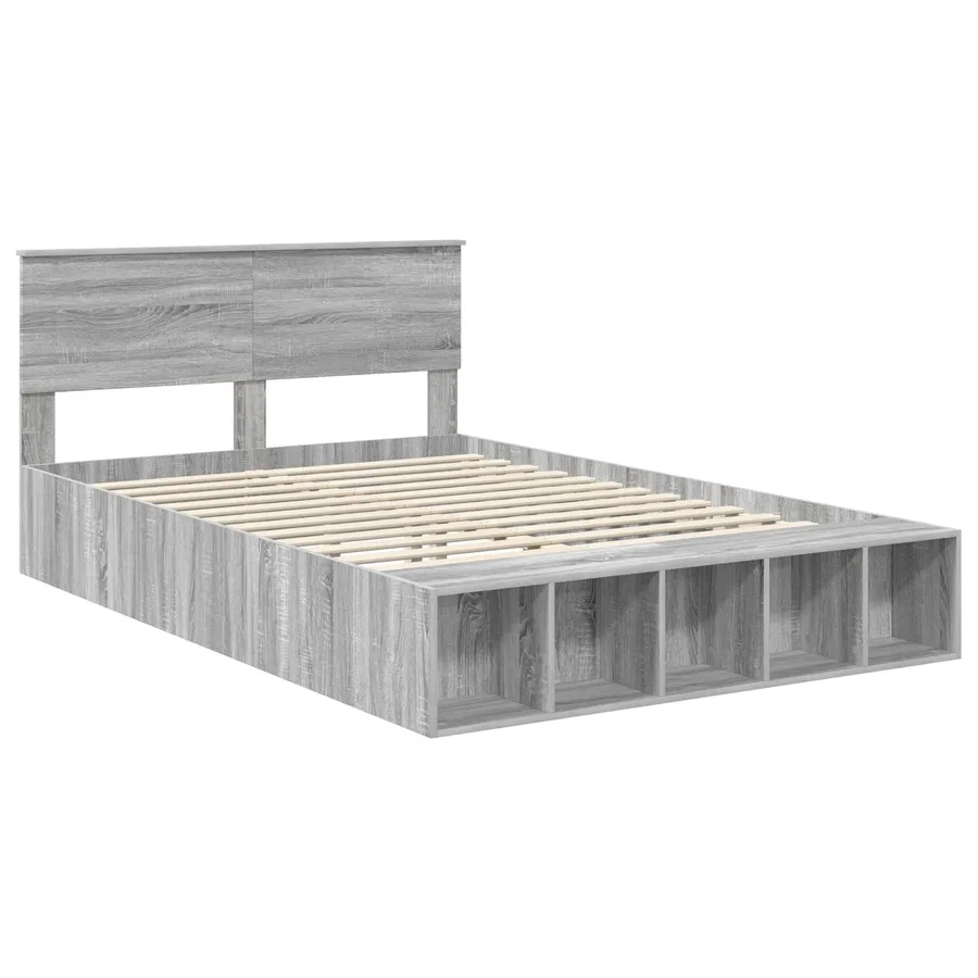 Cadre de lit Gris Sonoma 140 x 190 cm Bois d'ingénierie - 4