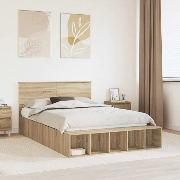 Cadre de lit Chêne Sonoma 140 x 200 cm Bois d'ingénierie