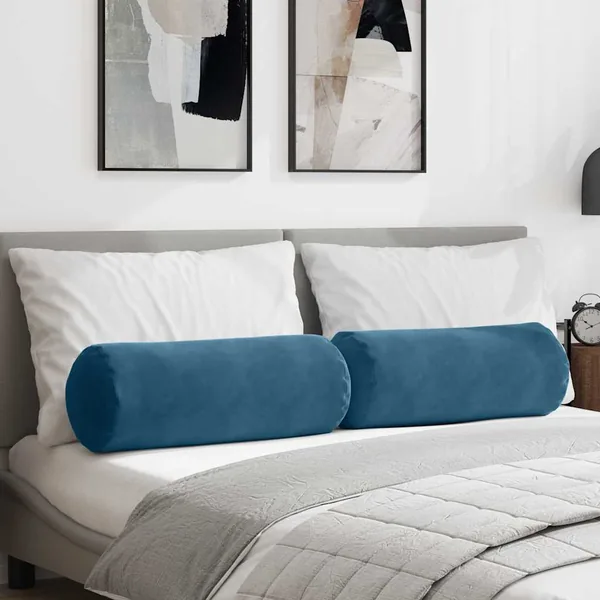 Coussins d'accent 2 pcs Bleu Ø 25 x 70 cm