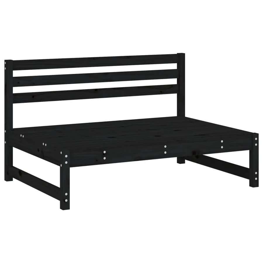 Salon de jardin 2 pcs noir bois massif de pin - 3