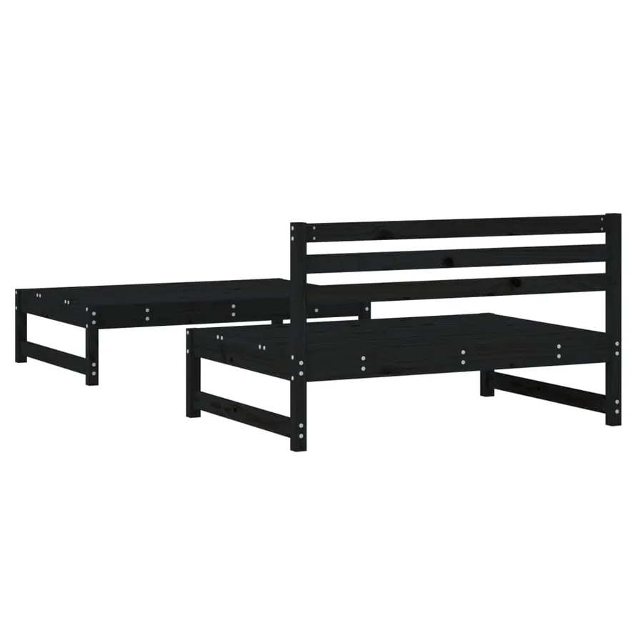 Salon de jardin 2 pcs noir bois massif de pin - 5