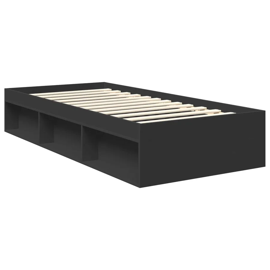 Cadre de lit Noir 90 x 200 cm Bois de pin massif - 5