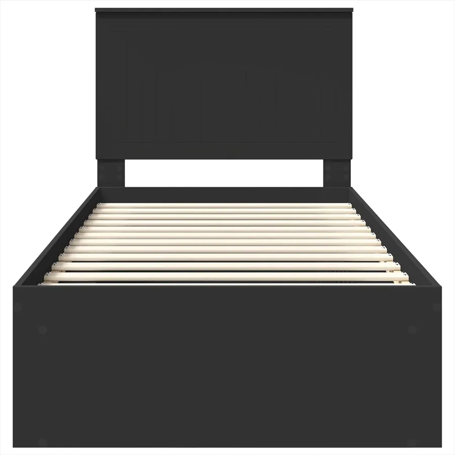 Cadre de lit Noir 90 x 200 cm Bois de pin massif - 7