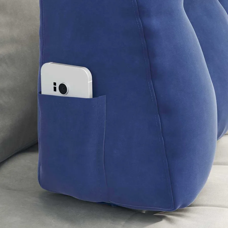 Coussin de Dos Bleu police 80 x 24 x 50 cm Velours - 5