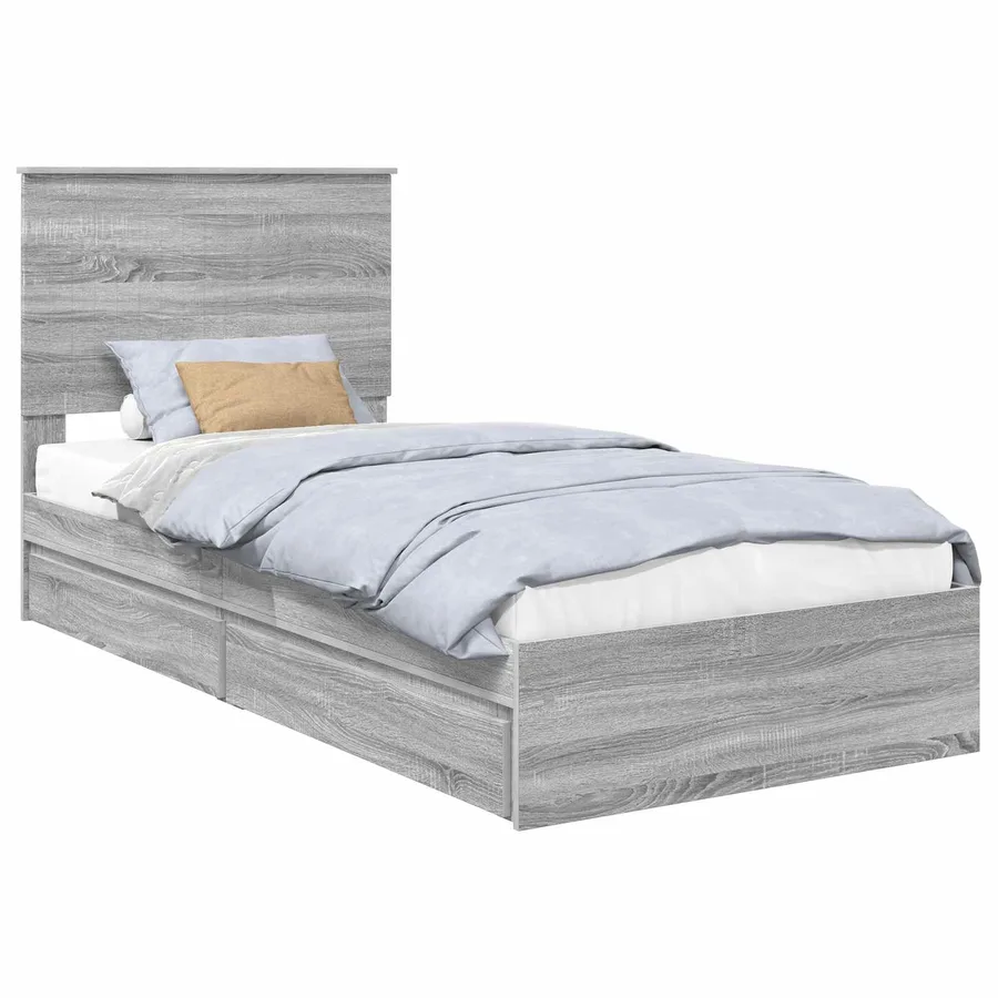 Lit de Rangement Gris Sonoma 90 x 190 cm Bois d'ingénierie - 2
