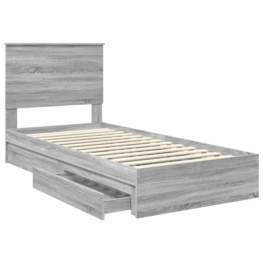 Lit de Rangement Gris Sonoma 90 x 190 cm Bois d'ingénierie - 5