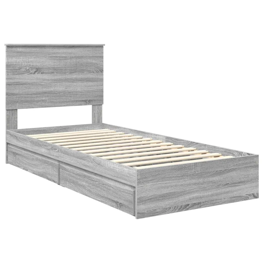 Lit de Rangement Gris Sonoma 90 x 200 cm Bois d'ingénierie - 4
