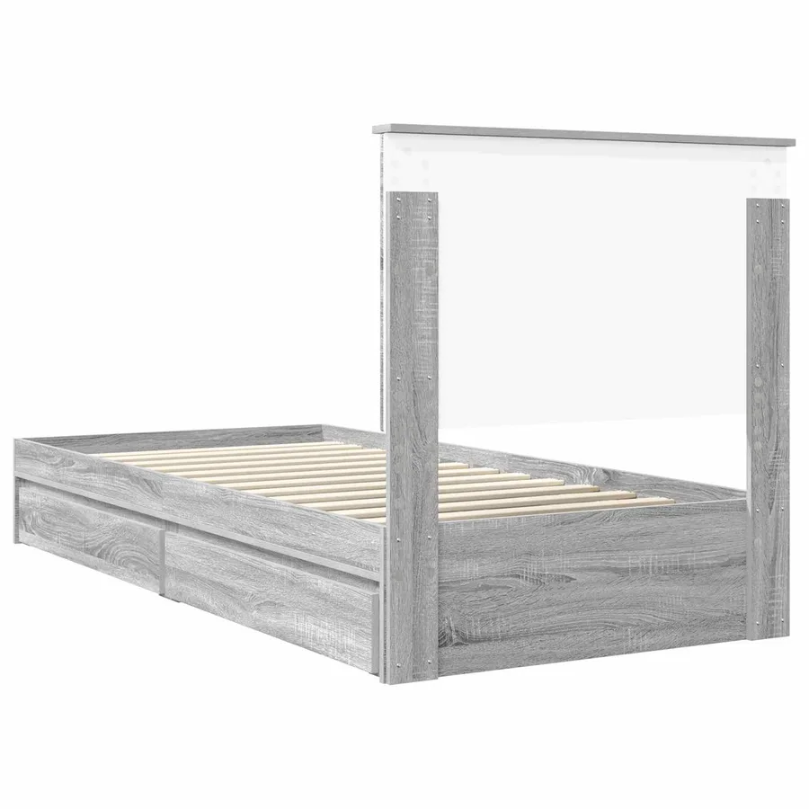 Lit de Rangement Gris Sonoma 90 x 200 cm Bois d'ingénierie - 8
