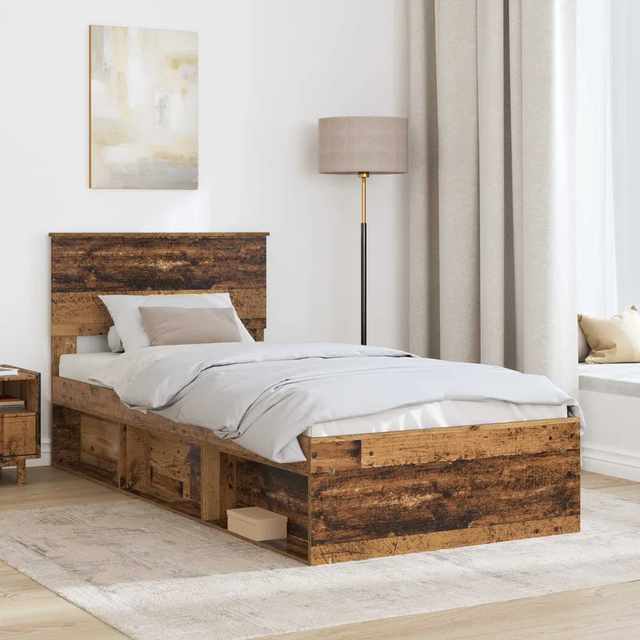Cadre de lit Bois ancien 75 x 190 cm Bois d'ingénierie - 3