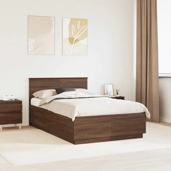 Cadre de lit Chêne brun 120 x 190 cm Bois d'ingénierie