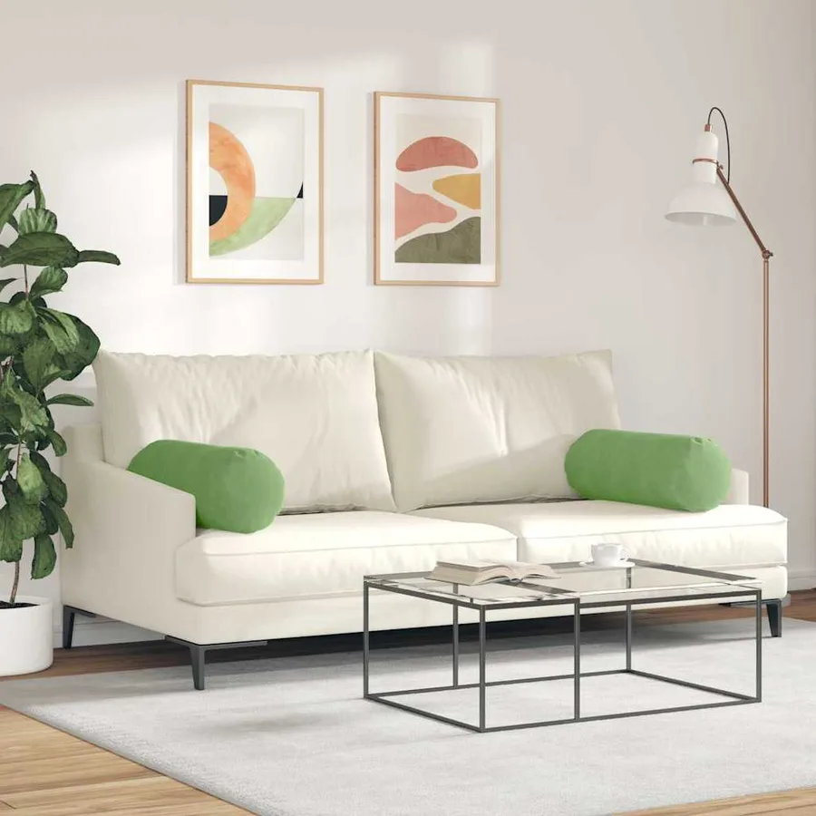 Coussins d'accent 2 pcs Vert clair Ø 25 x 70 cm - 4