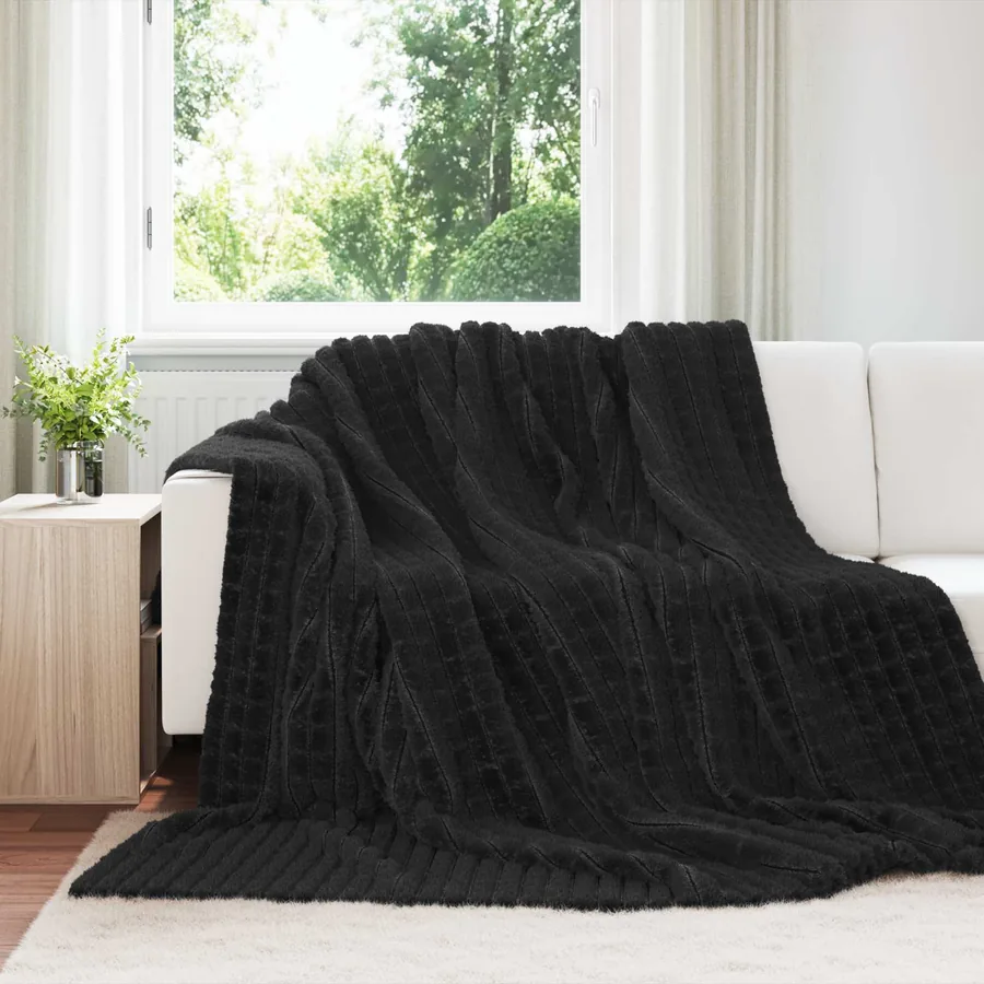 Couvertures à jeter 6 pcs Noir 240 x 220 cm Toison