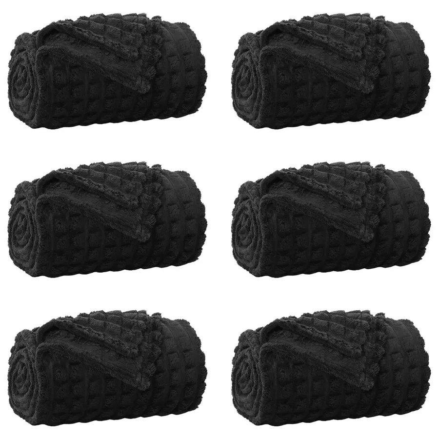 Couvertures à jeter 6 pcs Noir 240 x 220 cm Toison - 2