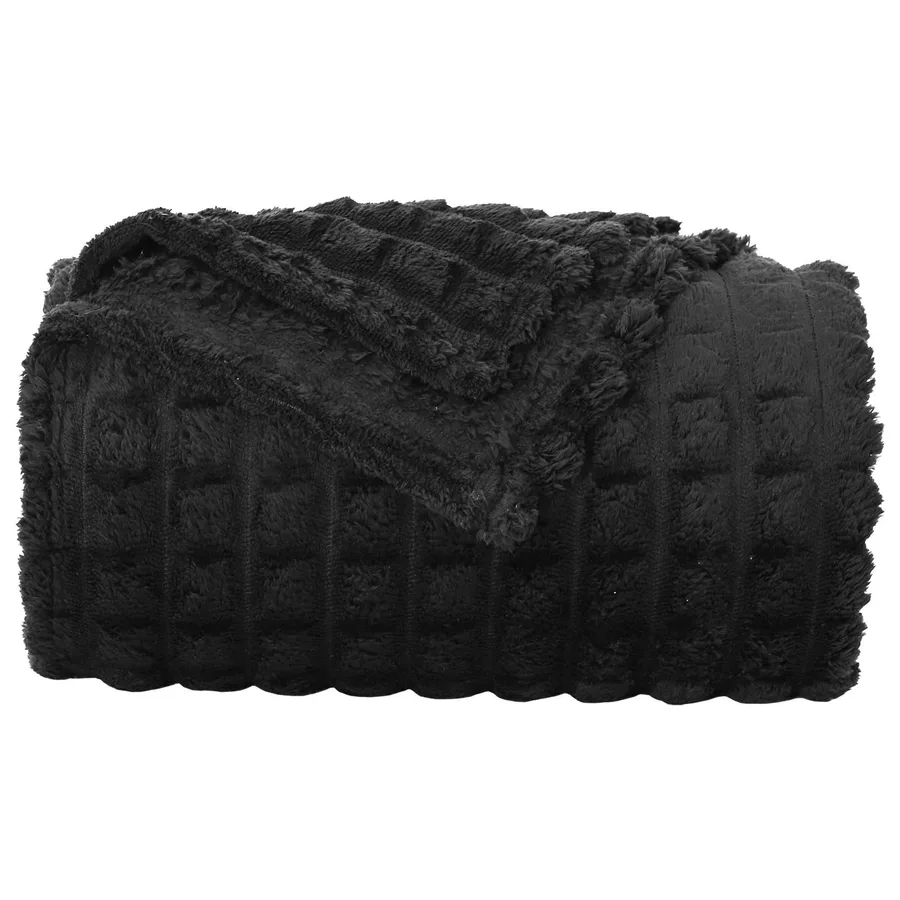 Couvertures à jeter 6 pcs Noir 240 x 220 cm Toison - 5