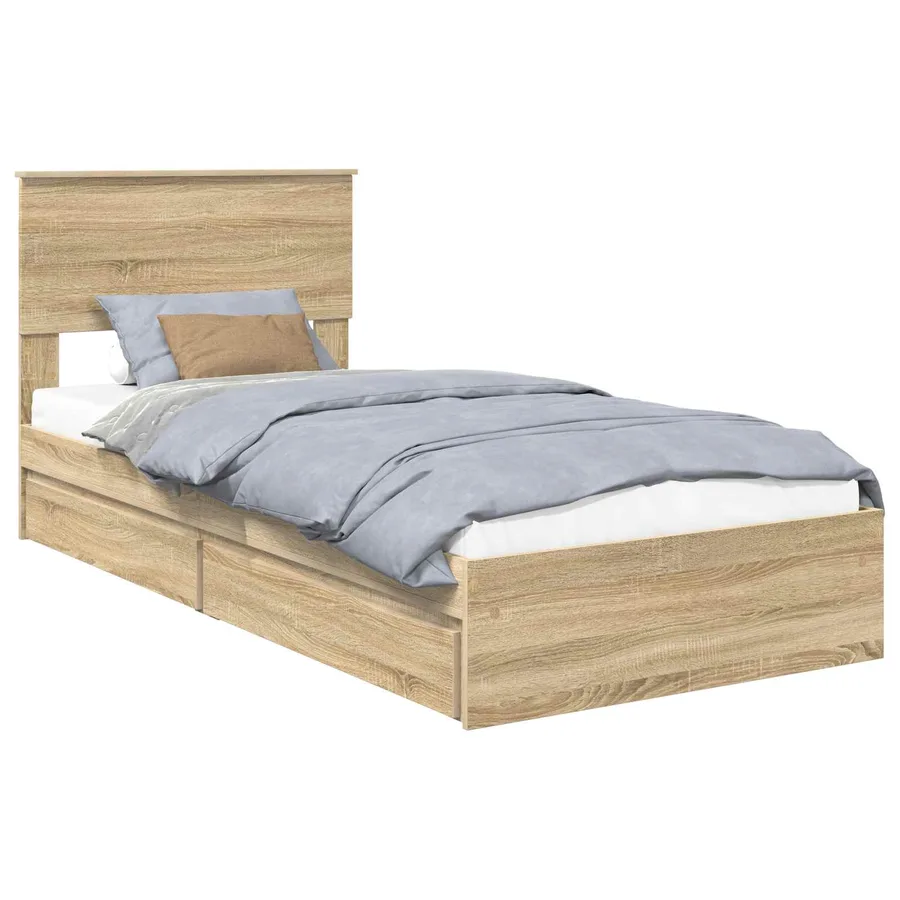 Lit de Rangement Chêne Sonoma 75 x 190 cm Bois d'ingénierie - 2