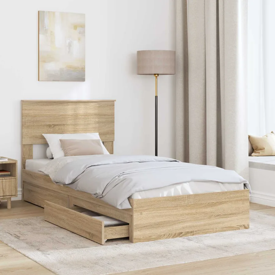 Lit de Rangement Chêne Sonoma 75 x 190 cm Bois d'ingénierie - 3