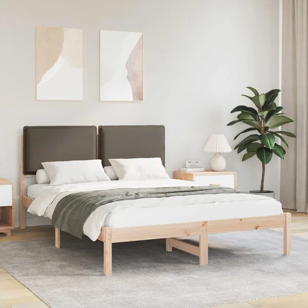 Cadre de lit avec tête de lit rembourrée Taupe 160 x 200 cm