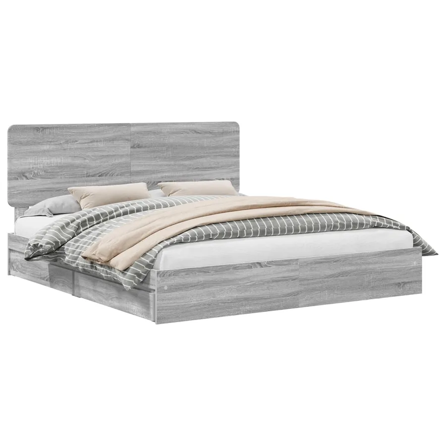 Lit de Rangement Gris Sonoma 180 x 200 cm Bois d'ingénierie - 2