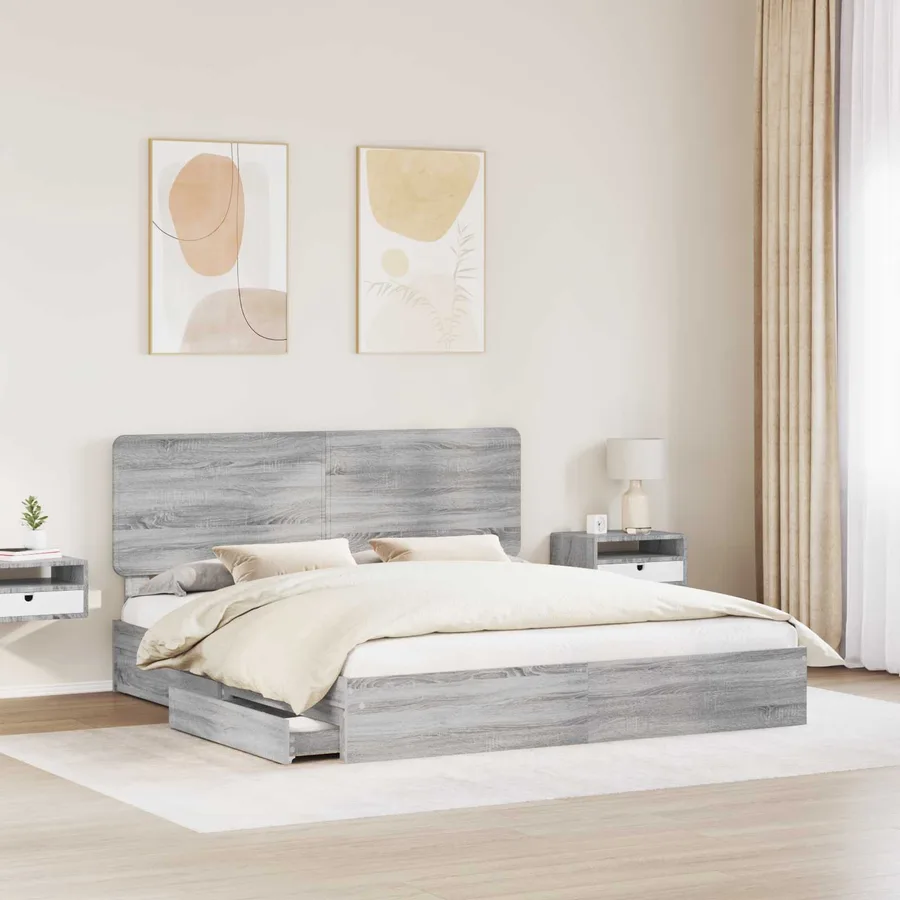 Lit de Rangement Gris Sonoma 180 x 200 cm Bois d'ingénierie - 3