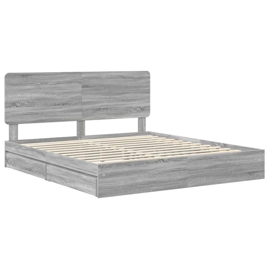 Lit de Rangement Gris Sonoma 180 x 200 cm Bois d'ingénierie - 4