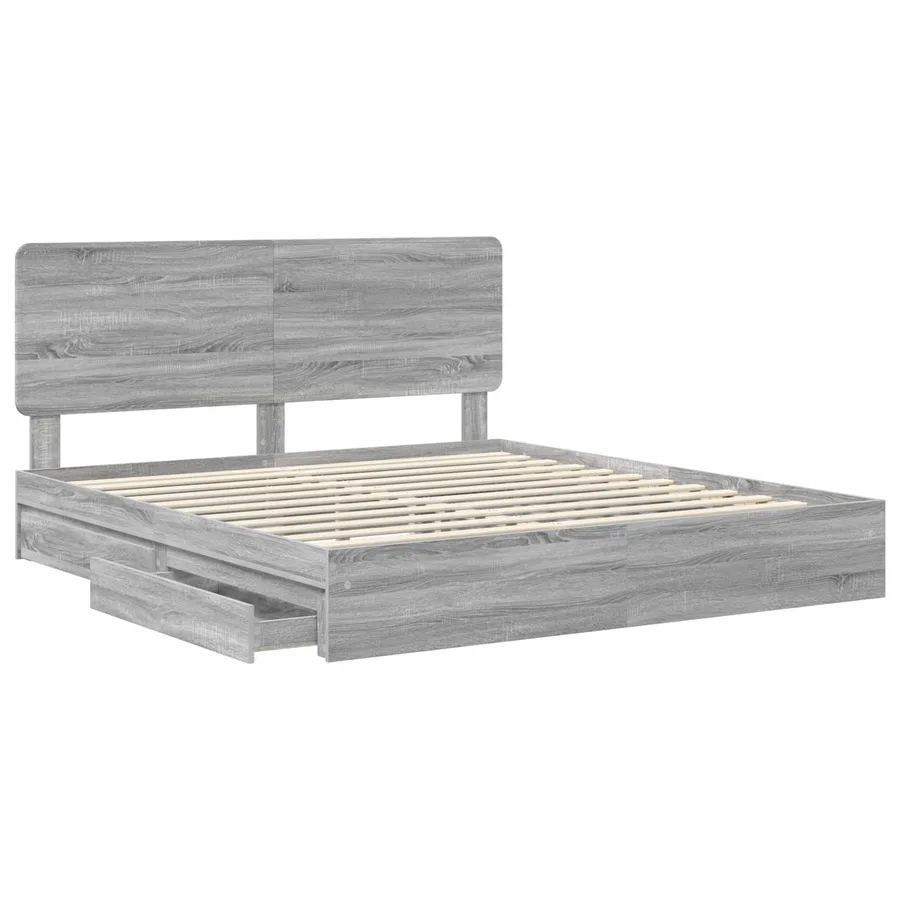 Lit de Rangement Gris Sonoma 180 x 200 cm Bois d'ingénierie - 5