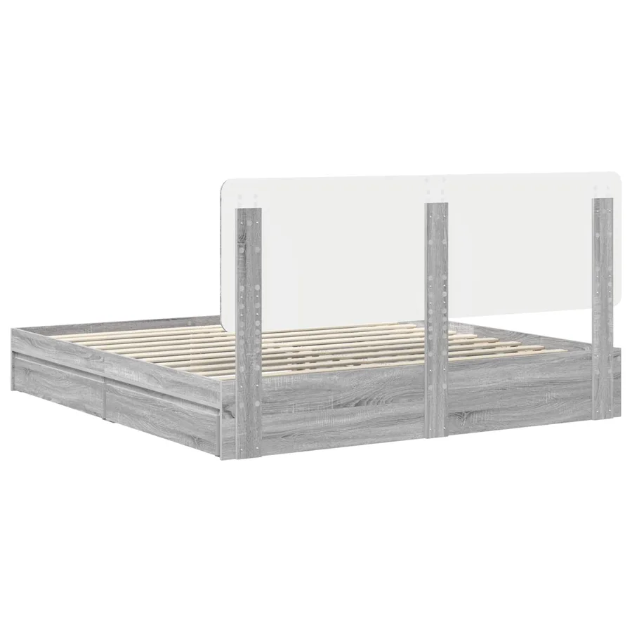 Lit de Rangement Gris Sonoma 180 x 200 cm Bois d'ingénierie - 8