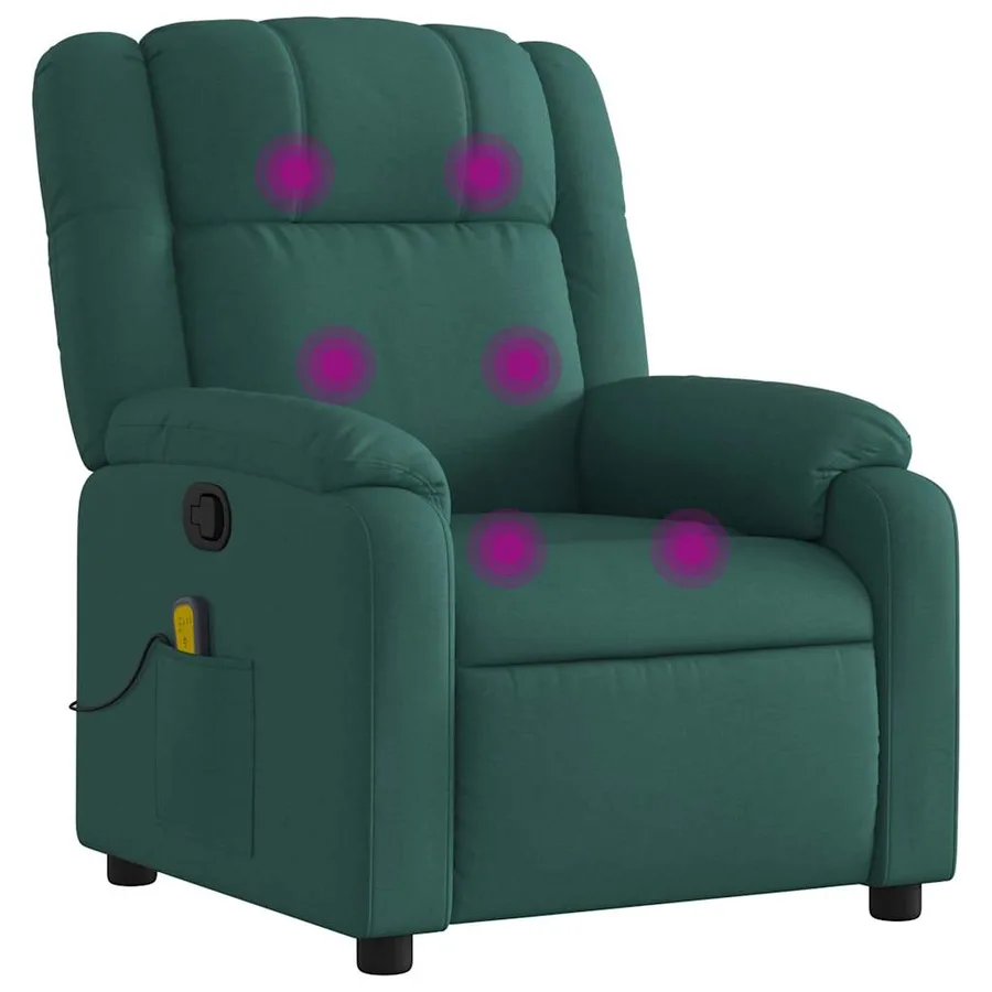Fauteuil de massage inclinable Vert foncé Tissu - 2