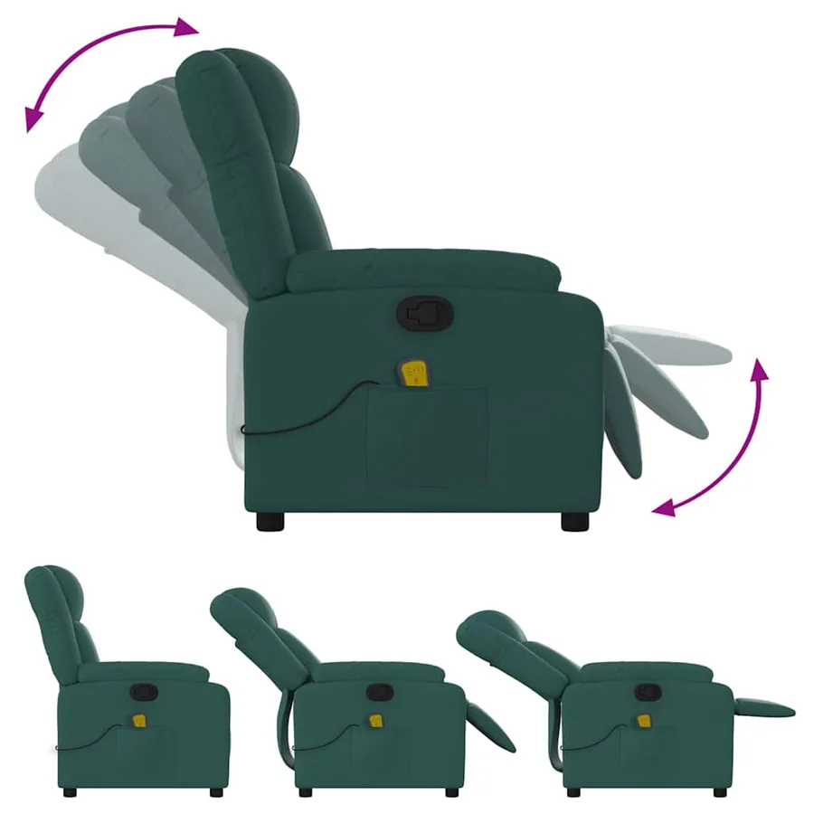 Fauteuil de massage inclinable Vert foncé Tissu - 6