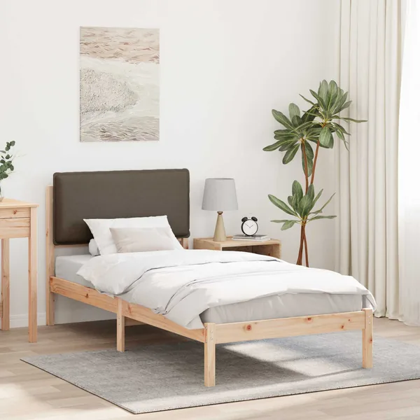 Cadre de lit avec tête de lit rembourrée Taupe 90 x 200 cm