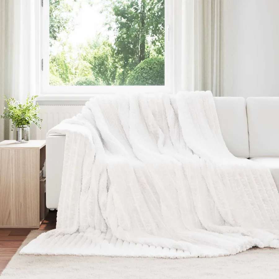 Couvertures à jeter 6 pcs Blanc 240 x 220 cm Toison