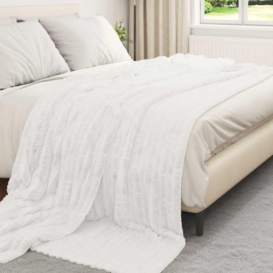 Couvertures à jeter 6 pcs Blanc 240 x 220 cm Toison - 3