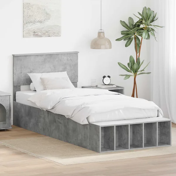 Cadre de lit Gris béton 70 x 190 cm Bois d'ingénierie