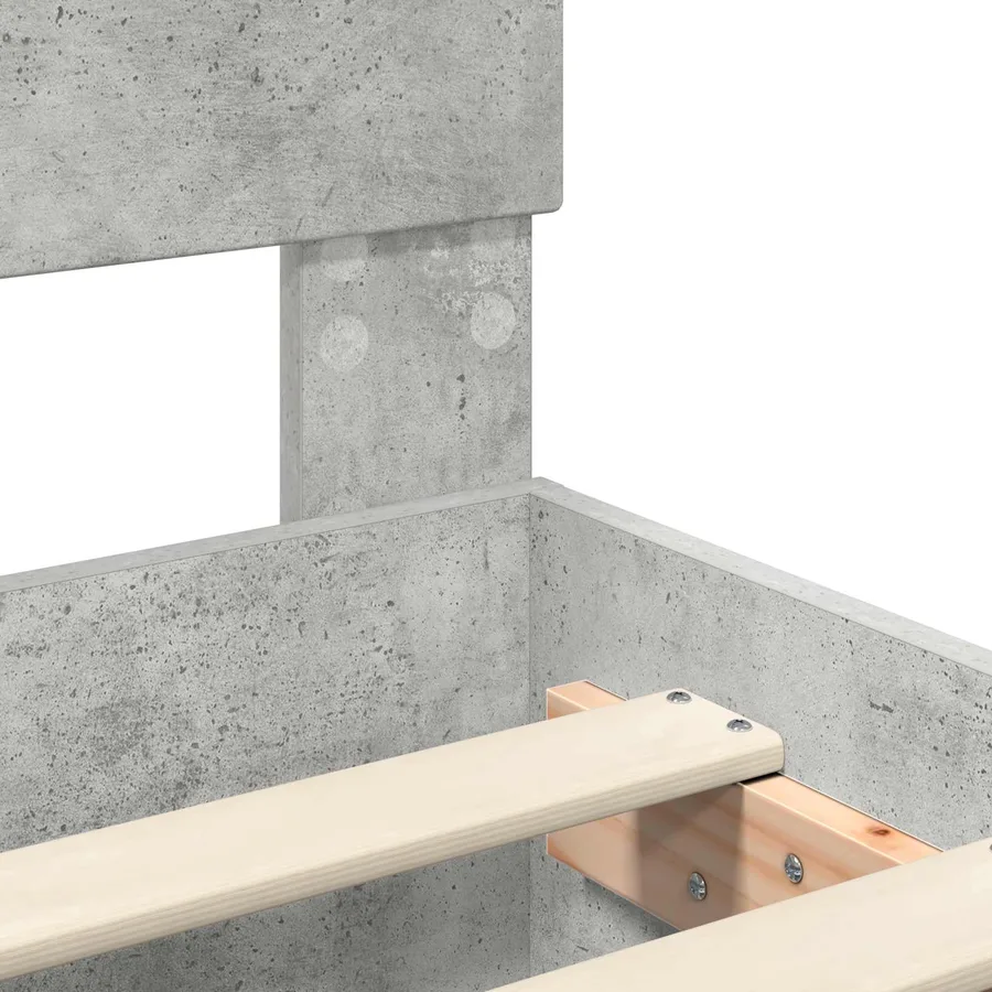 Cadre de lit Gris béton 70 x 190 cm Bois d'ingénierie - 10