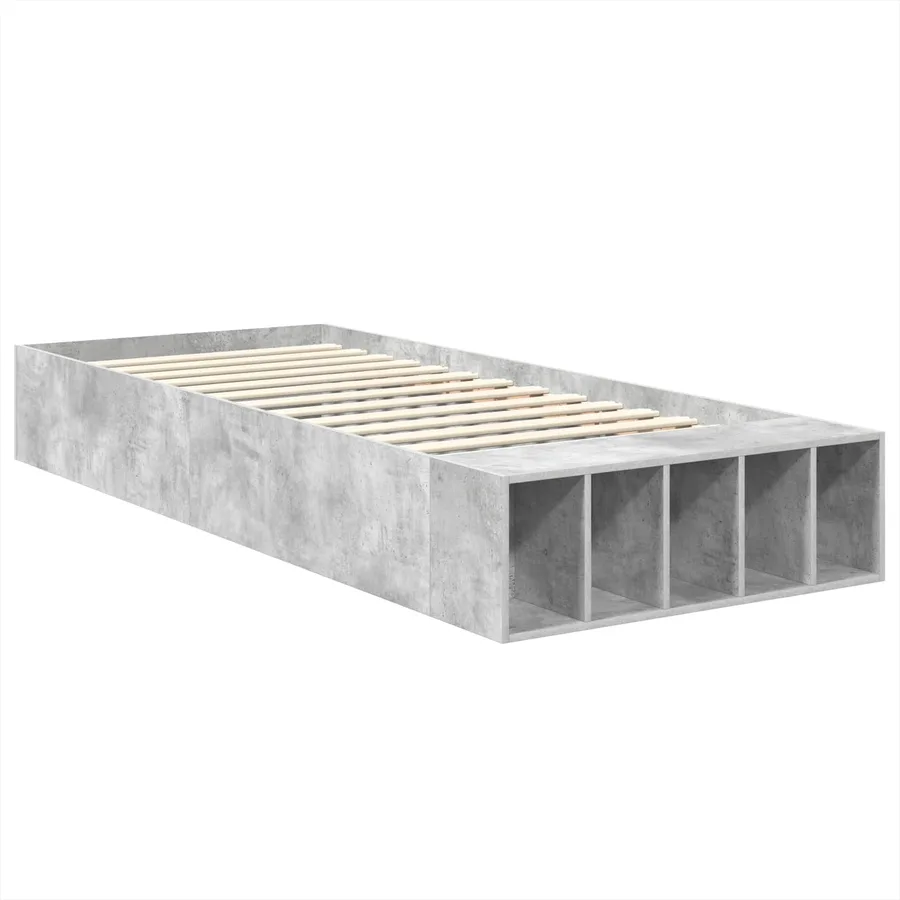 Cadre de lit Gris béton 70 x 190 cm Bois d'ingénierie - 5