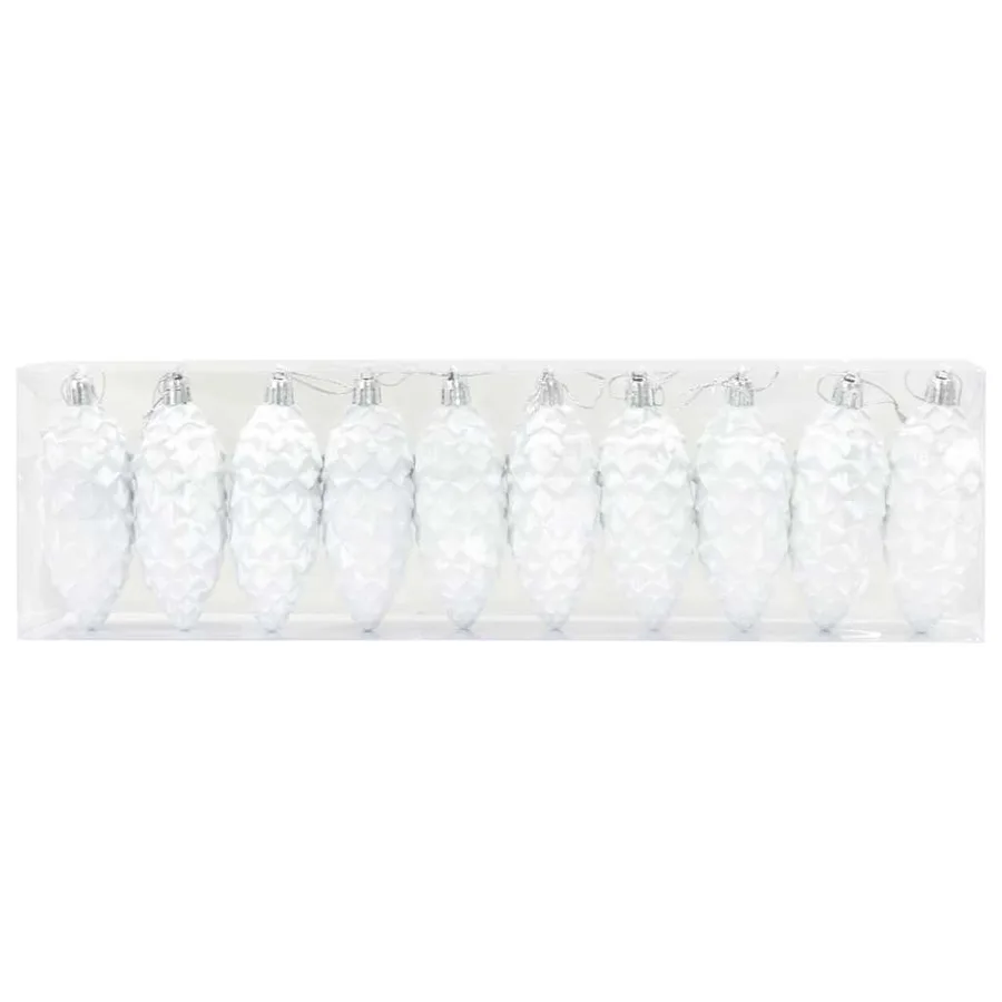 Boule de Pomme de Pin de Noël 40 pcs Blanc Plastique - 3
