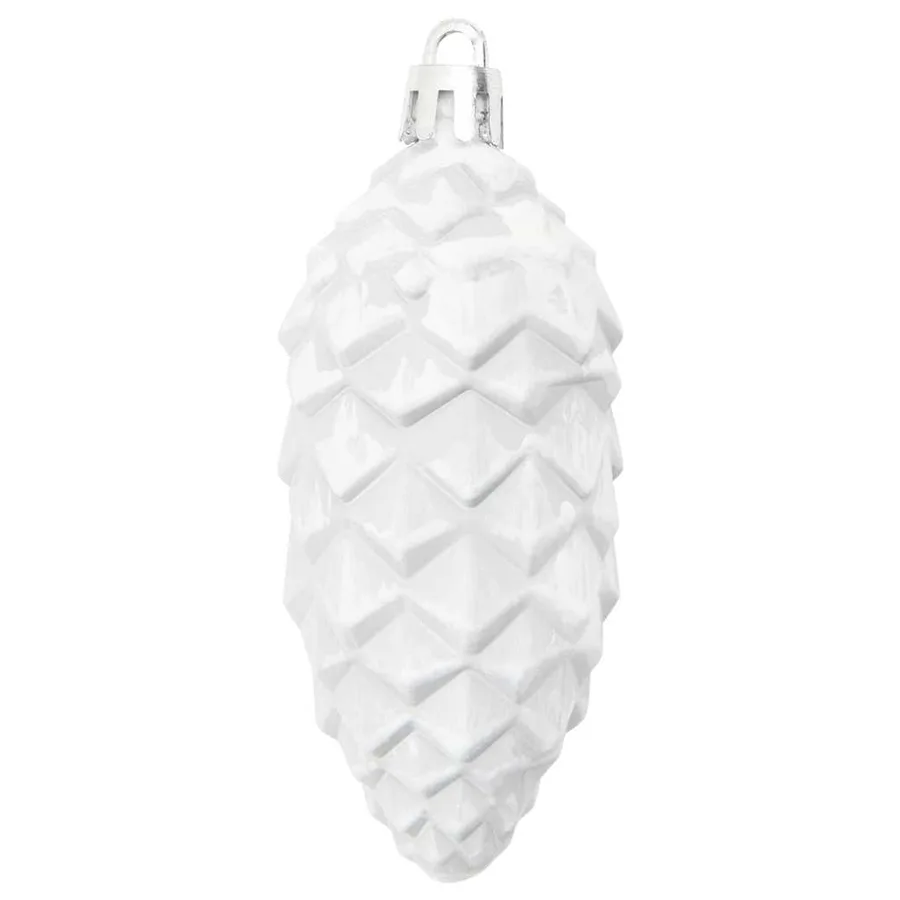 Boule de Pomme de Pin de Noël 40 pcs Blanc Plastique - 4