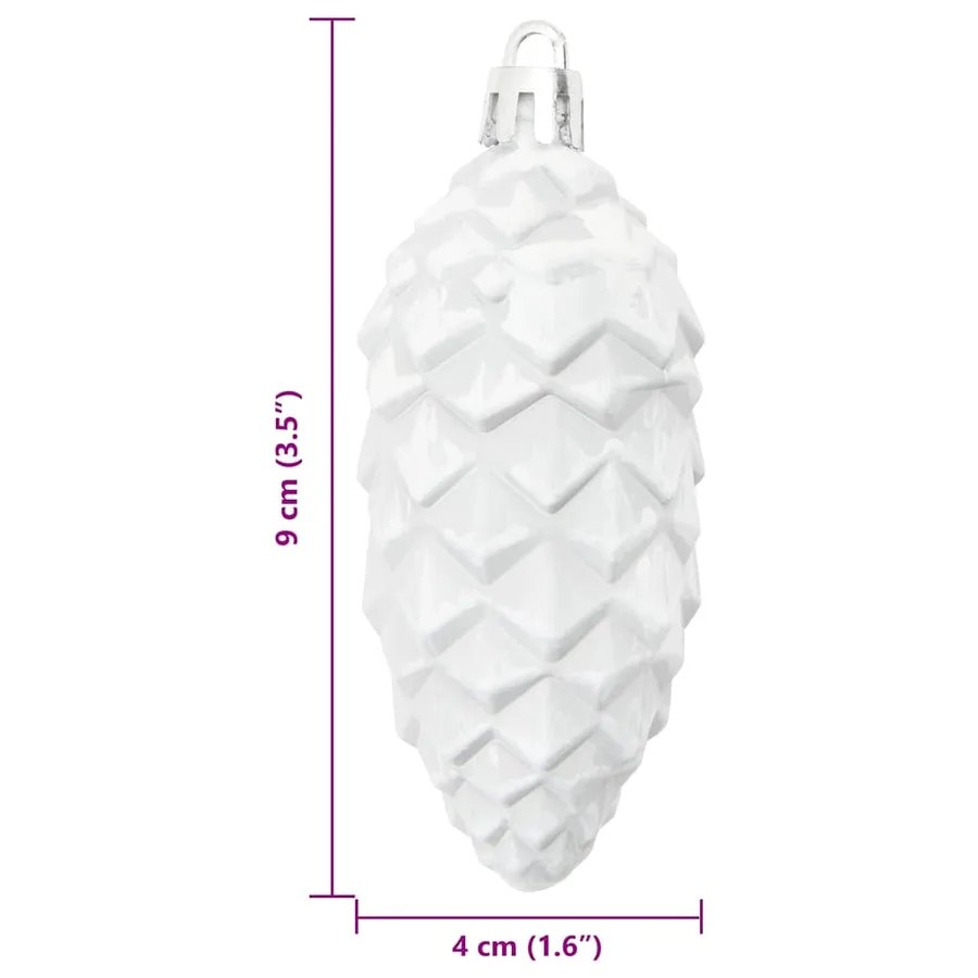 Boule de Pomme de Pin de Noël 40 pcs Blanc Plastique - 6