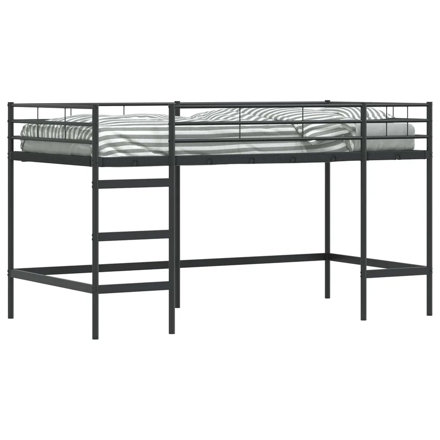 Lit mezzanine pour enfants Uni Noir 90 x 200 cm Acier - 2