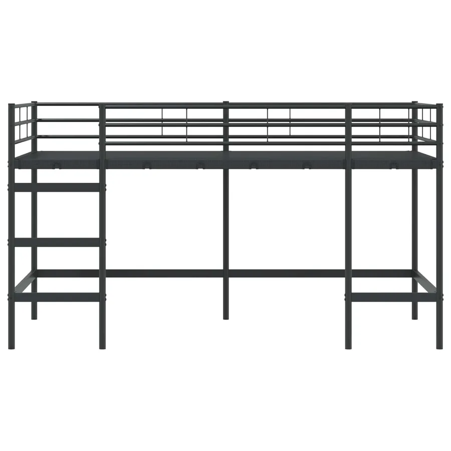Lit mezzanine pour enfants Uni Noir 90 x 200 cm Acier - 5